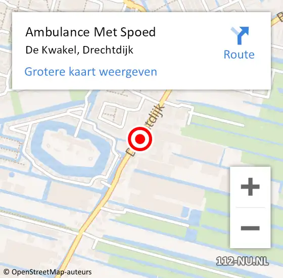 Locatie op kaart van de 112 melding: Ambulance Met Spoed Naar De Kwakel, Drechtdijk op 30 juli 2023 16:17