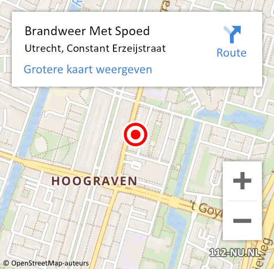 Locatie op kaart van de 112 melding: Brandweer Met Spoed Naar Utrecht, Constant Erzeijstraat op 30 juli 2023 16:58