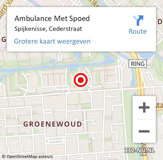 Locatie op kaart van de 112 melding: Ambulance Met Spoed Naar Spijkenisse, Cederstraat op 30 juli 2023 17:21