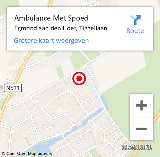 Locatie op kaart van de 112 melding: Ambulance Met Spoed Naar Egmond aan den Hoef, Tiggellaan op 30 juli 2023 17:25