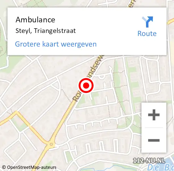 Locatie op kaart van de 112 melding: Ambulance Steyl, Triangelstraat op 3 september 2014 12:31