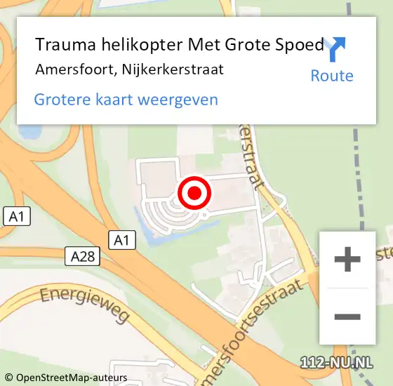 Locatie op kaart van de 112 melding: Trauma helikopter Met Grote Spoed Naar Amersfoort, Nijkerkerstraat op 30 juli 2023 17:59