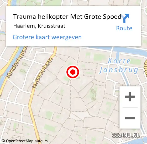 Locatie op kaart van de 112 melding: Trauma helikopter Met Grote Spoed Naar Haarlem, Kruisstraat op 30 juli 2023 18:04