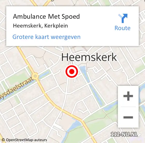 Locatie op kaart van de 112 melding: Ambulance Met Spoed Naar Heemskerk, Kerkplein op 30 juli 2023 18:27