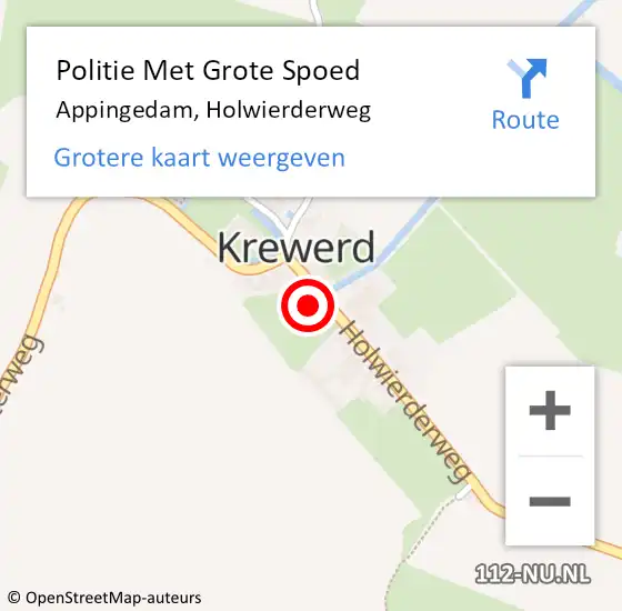 Locatie op kaart van de 112 melding: Politie Met Grote Spoed Naar Appingedam, Holwierderweg op 30 juli 2023 18:43