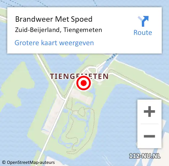 Locatie op kaart van de 112 melding: Brandweer Met Spoed Naar Zuid-Beijerland, Tiengemeten op 3 september 2014 12:38