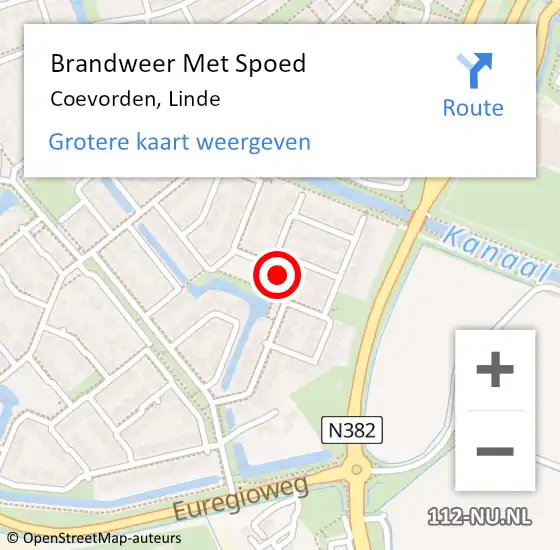 Locatie op kaart van de 112 melding: Brandweer Met Spoed Naar Coevorden, Linde op 30 juli 2023 19:17