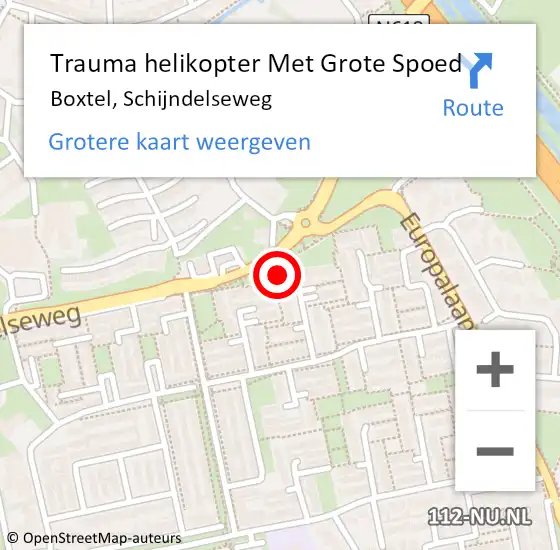Locatie op kaart van de 112 melding: Trauma helikopter Met Grote Spoed Naar Boxtel, Schijndelseweg op 30 juli 2023 19:57