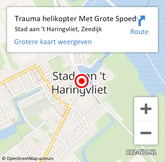 Locatie op kaart van de 112 melding: Trauma helikopter Met Grote Spoed Naar Stad aan 't Haringvliet, Zeedijk op 30 juli 2023 19:59