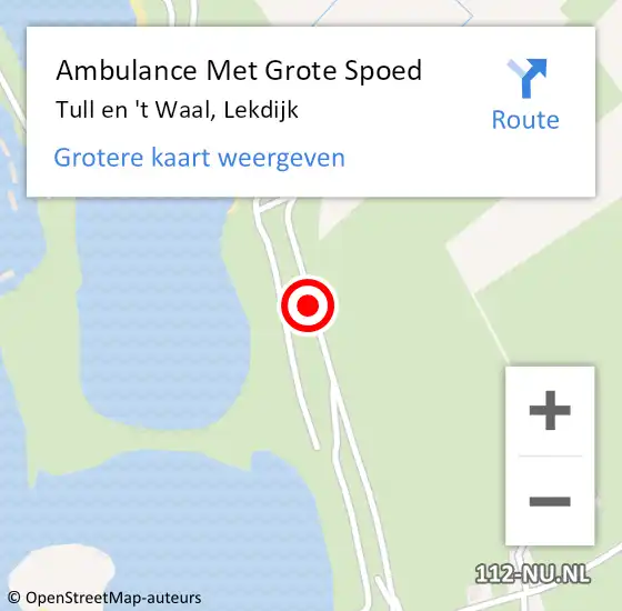 Locatie op kaart van de 112 melding: Ambulance Met Grote Spoed Naar Tull en 't Waal, Lekdijk op 3 september 2014 12:42