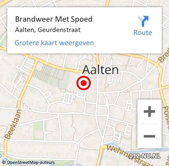 Locatie op kaart van de 112 melding: Brandweer Met Spoed Naar Aalten, Geurdenstraat op 30 juli 2023 20:17