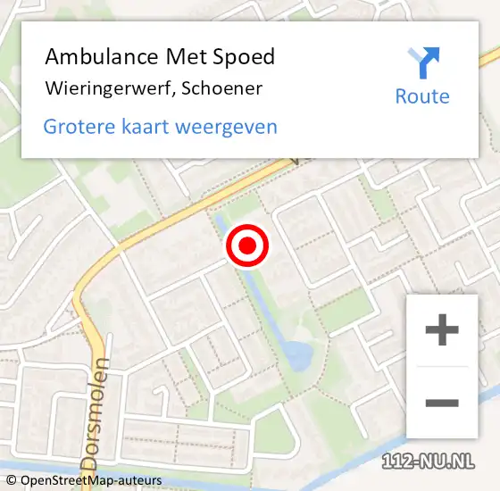 Locatie op kaart van de 112 melding: Ambulance Met Spoed Naar Wieringerwerf, Schoener op 30 juli 2023 20:21