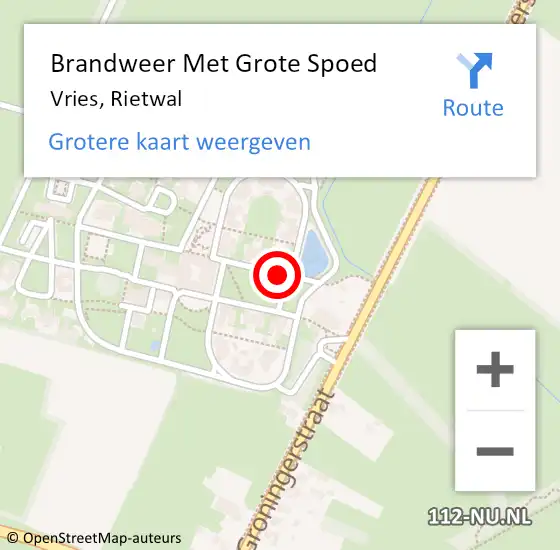 Locatie op kaart van de 112 melding: Brandweer Met Grote Spoed Naar Vries, Rietwal op 30 juli 2023 21:11