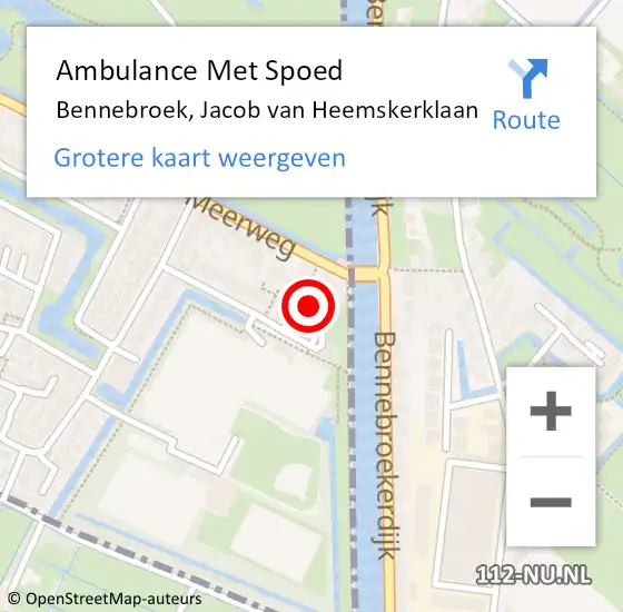 Locatie op kaart van de 112 melding: Ambulance Met Spoed Naar Bennebroek, Jacob van Heemskerklaan op 30 juli 2023 21:14