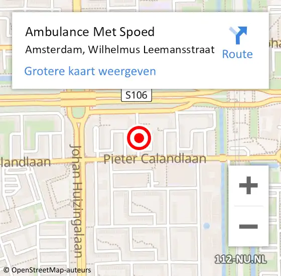 Locatie op kaart van de 112 melding: Ambulance Met Spoed Naar Amsterdam, Wilhelmus Leemansstraat op 30 juli 2023 23:20