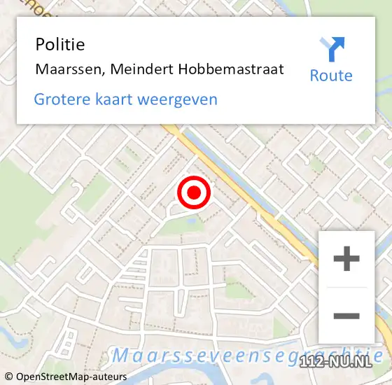 Locatie op kaart van de 112 melding: Politie Maarssen, Meindert Hobbemastraat op 30 juli 2023 23:23
