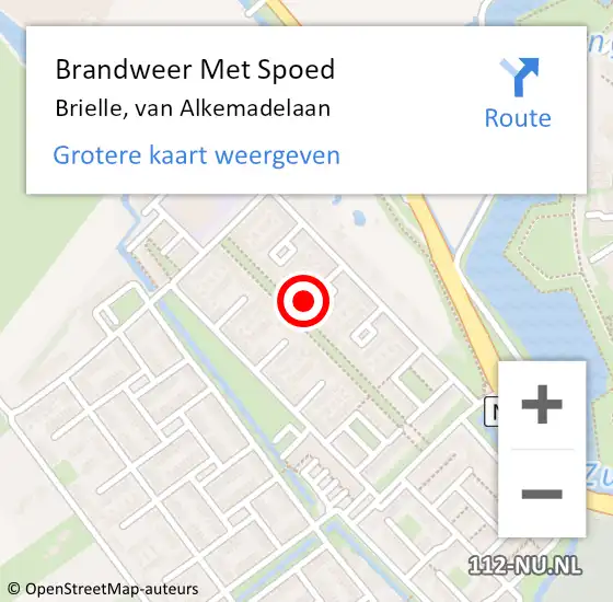 Locatie op kaart van de 112 melding: Brandweer Met Spoed Naar Brielle, van Alkemadelaan op 31 juli 2023 00:10