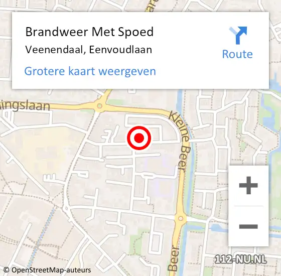 Locatie op kaart van de 112 melding: Brandweer Met Spoed Naar Veenendaal, Eenvoudlaan op 31 juli 2023 01:07