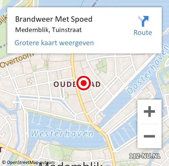 Locatie op kaart van de 112 melding: Brandweer Met Spoed Naar Medemblik, Tuinstraat op 31 juli 2023 01:07