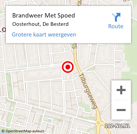 Locatie op kaart van de 112 melding: Brandweer Met Spoed Naar Oosterhout, De Besterd op 31 juli 2023 01:30