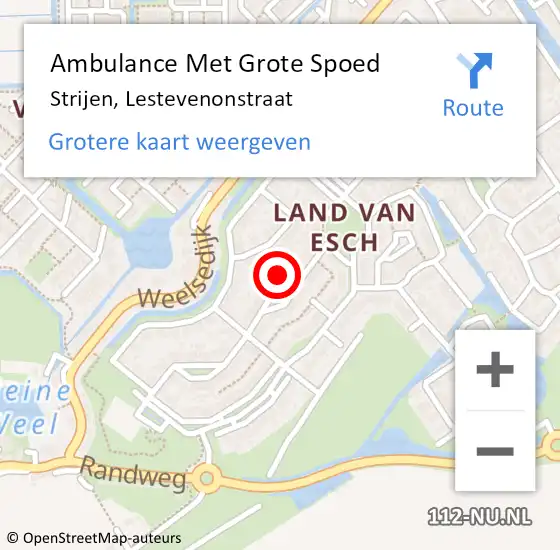 Locatie op kaart van de 112 melding: Ambulance Met Grote Spoed Naar Strijen, Lestevenonstraat op 31 juli 2023 02:50