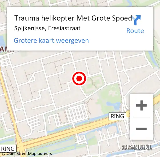 Locatie op kaart van de 112 melding: Trauma helikopter Met Grote Spoed Naar Spijkenisse, Fresiastraat op 31 juli 2023 03:28