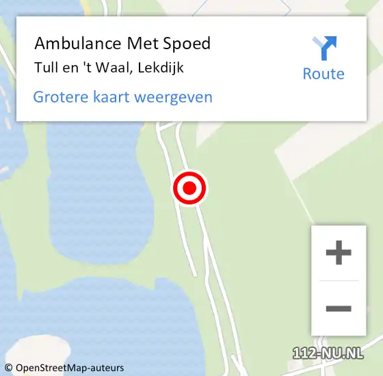 Locatie op kaart van de 112 melding: Ambulance Met Spoed Naar Tull en 't Waal, Lekdijk op 3 september 2014 13:03