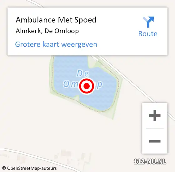 Locatie op kaart van de 112 melding: Ambulance Met Spoed Naar Almkerk, De Omloop op 3 september 2014 13:03