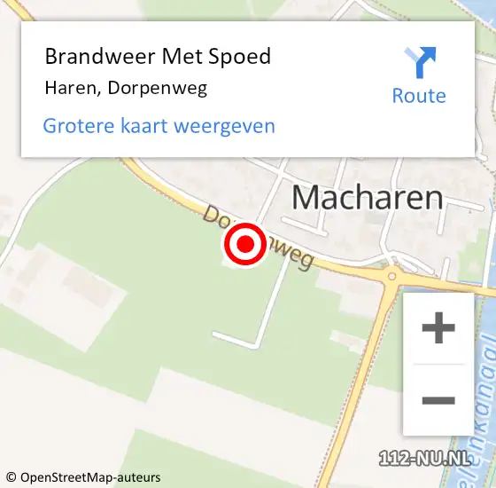 Locatie op kaart van de 112 melding: Brandweer Met Spoed Naar Haren, Dorpenweg op 31 juli 2023 05:10