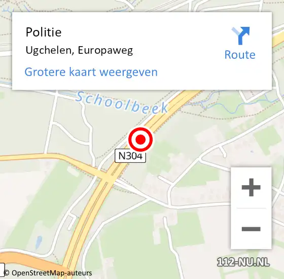 Locatie op kaart van de 112 melding: Politie Ugchelen, Europaweg op 3 september 2014 13:06