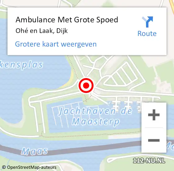 Locatie op kaart van de 112 melding: Ambulance Met Grote Spoed Naar Ohé en Laak, Dijk op 31 juli 2023 06:32
