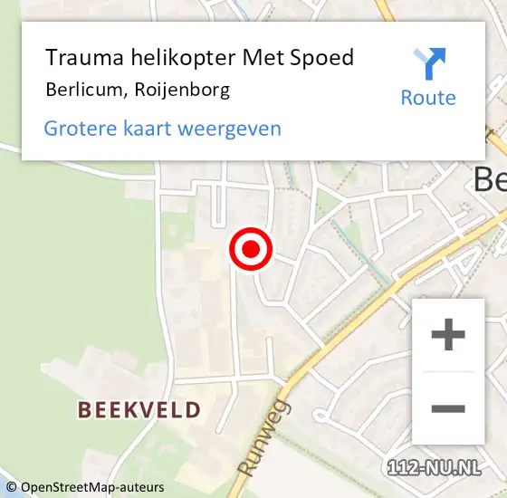 Locatie op kaart van de 112 melding: Trauma helikopter Met Spoed Naar Berlicum, Roijenborg op 31 juli 2023 06:39