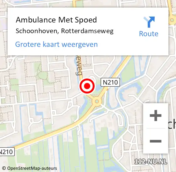 Locatie op kaart van de 112 melding: Ambulance Met Spoed Naar Schoonhoven, Rotterdamseweg op 31 juli 2023 07:10