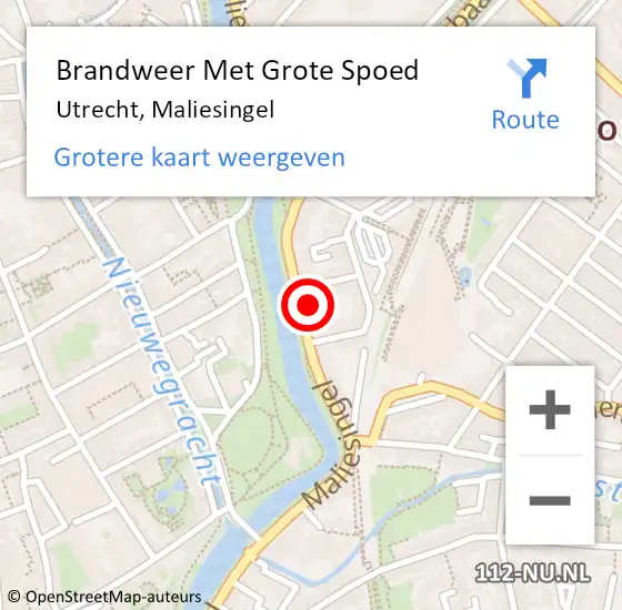 Locatie op kaart van de 112 melding: Brandweer Met Grote Spoed Naar Utrecht, Maliesingel op 31 juli 2023 07:19