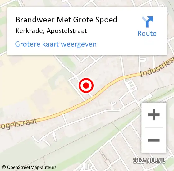 Locatie op kaart van de 112 melding: Brandweer Met Grote Spoed Naar Kerkrade, Apostelstraat op 31 juli 2023 07:30