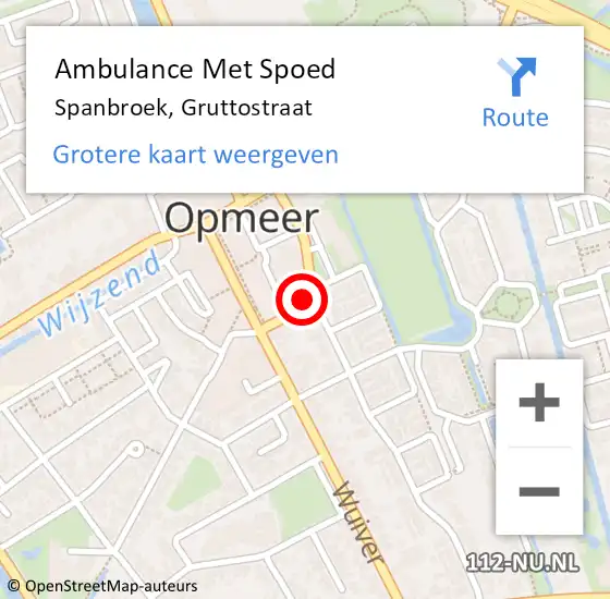 Locatie op kaart van de 112 melding: Ambulance Met Spoed Naar Spanbroek, Gruttostraat op 31 juli 2023 07:53