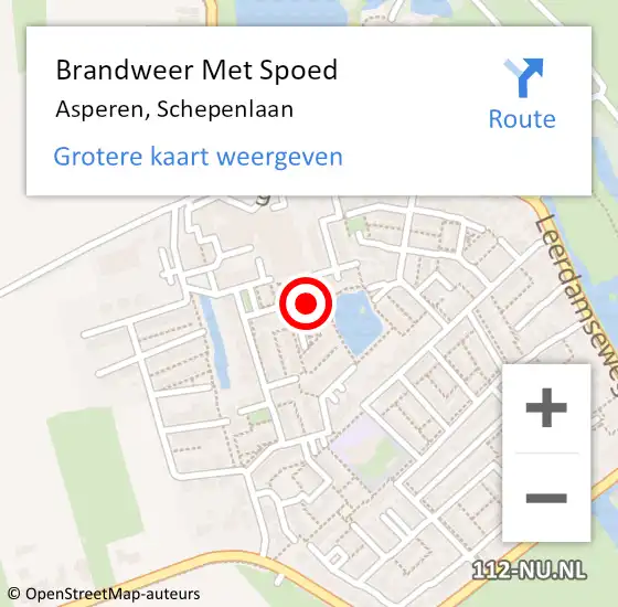 Locatie op kaart van de 112 melding: Brandweer Met Spoed Naar Asperen, Schepenlaan op 31 juli 2023 07:55