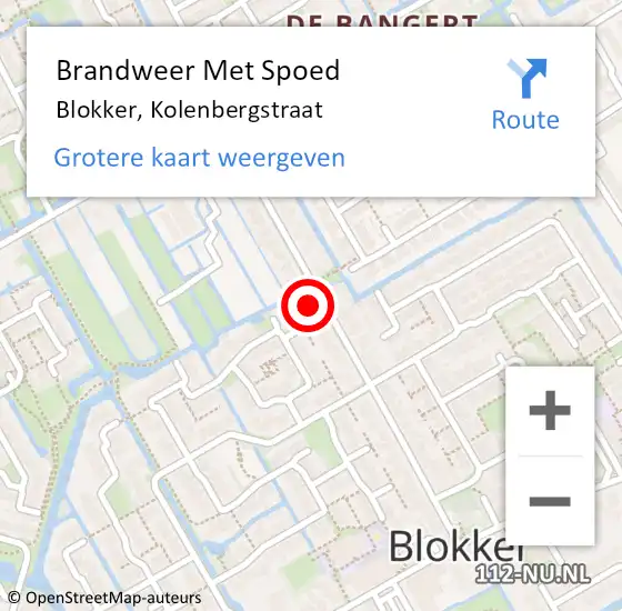 Locatie op kaart van de 112 melding: Brandweer Met Spoed Naar Blokker, Kolenbergstraat op 31 juli 2023 08:04