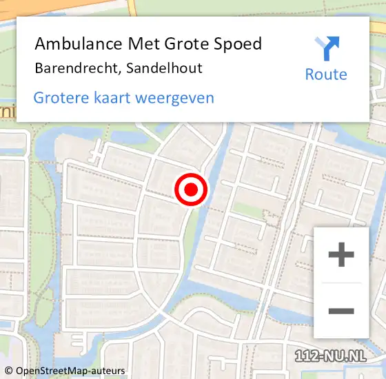 Locatie op kaart van de 112 melding: Ambulance Met Grote Spoed Naar Barendrecht, Sandelhout op 31 juli 2023 08:28