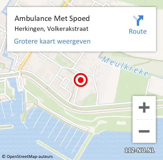 Locatie op kaart van de 112 melding: Ambulance Met Spoed Naar Herkingen, Volkerakstraat op 31 juli 2023 08:41