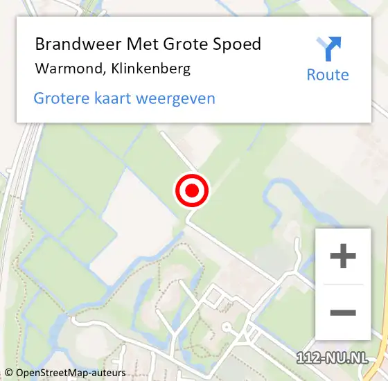 Locatie op kaart van de 112 melding: Brandweer Met Grote Spoed Naar Warmond, Klinkenberg op 31 juli 2023 08:53