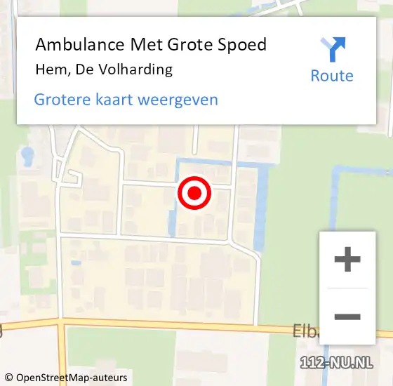 Locatie op kaart van de 112 melding: Ambulance Met Grote Spoed Naar Hem, De Volharding op 31 juli 2023 09:03