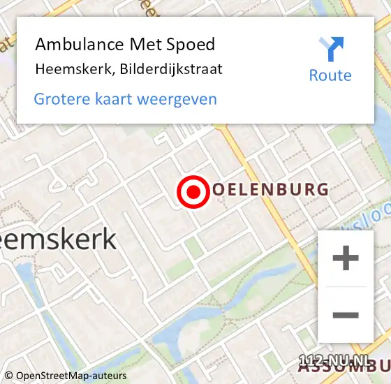 Locatie op kaart van de 112 melding: Ambulance Met Spoed Naar Heemskerk, Bilderdijkstraat op 31 juli 2023 09:04