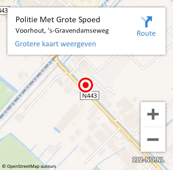 Locatie op kaart van de 112 melding: Politie Met Grote Spoed Naar Voorhout, 's-Gravendamseweg op 31 juli 2023 09:08