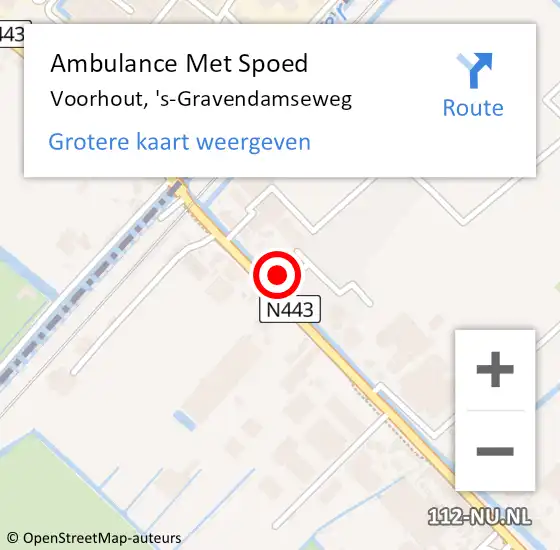 Locatie op kaart van de 112 melding: Ambulance Met Spoed Naar Voorhout, 's-Gravendamseweg op 31 juli 2023 09:09