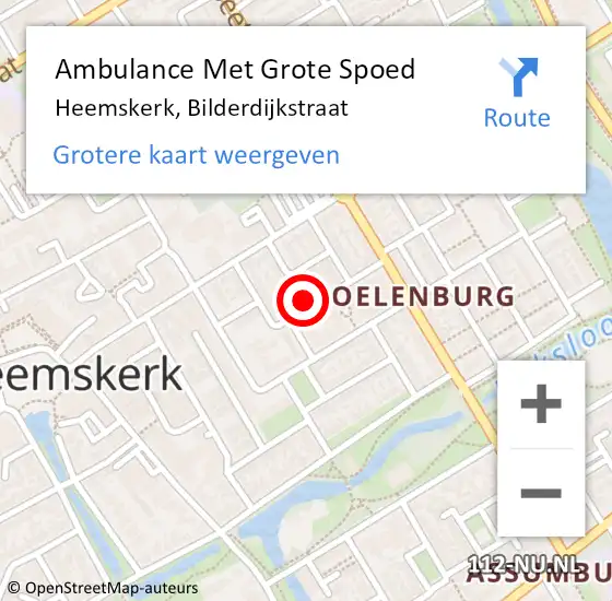 Locatie op kaart van de 112 melding: Ambulance Met Grote Spoed Naar Heemskerk, Bilderdijkstraat op 31 juli 2023 09:15