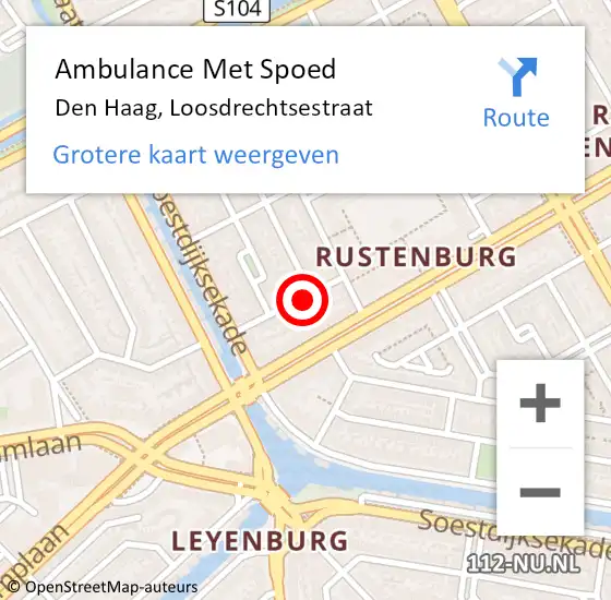 Locatie op kaart van de 112 melding: Ambulance Met Spoed Naar Den Haag, Loosdrechtsestraat op 31 juli 2023 09:28