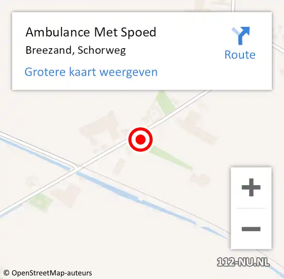 Locatie op kaart van de 112 melding: Ambulance Met Spoed Naar Breezand, Schorweg op 31 juli 2023 09:42