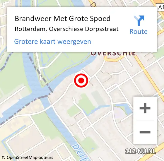 Locatie op kaart van de 112 melding: Brandweer Met Grote Spoed Naar Rotterdam, Overschiese Dorpsstraat op 31 juli 2023 10:18