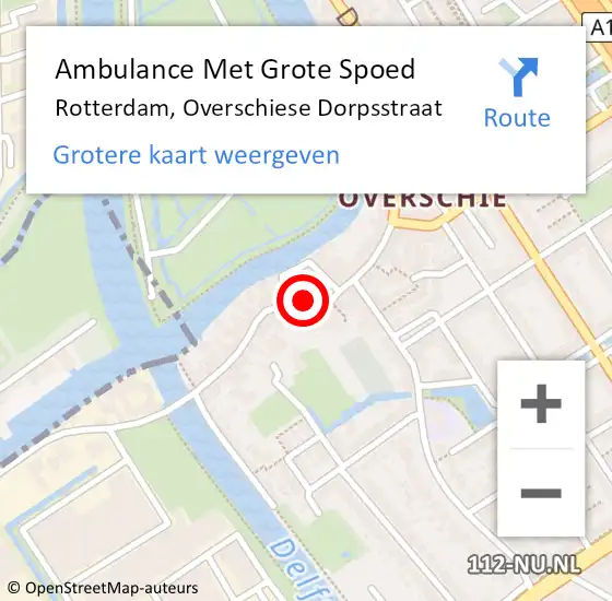 Locatie op kaart van de 112 melding: Ambulance Met Grote Spoed Naar Rotterdam, Overschiese Dorpsstraat op 31 juli 2023 10:26